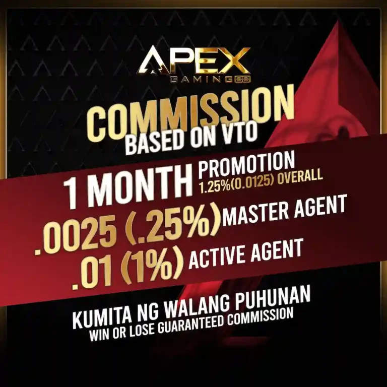 ApexGaming agent program requirements for commission based on VTO