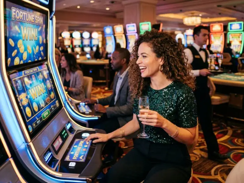 Classy woman enjoying a sophisticated casino experience at Bingo Bonanza Philippines.