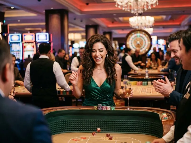 Woman enjoying a sophisticated casino night, representing bingo patterns Philippines.